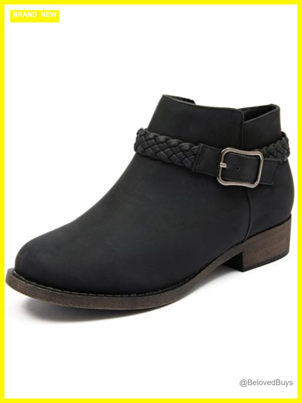 Women's Low Heel Ankle Boots Faux Leather Zipper Booties
